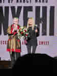 Oct 14 - David Hampton, President of the Association of the Descendants of Nancy Ward, presents roses to Becky